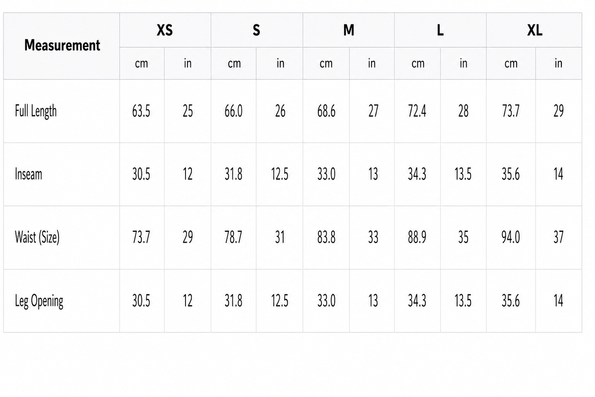 Freedom On Display size chart